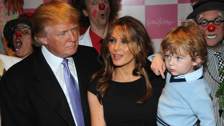 Donald, Melania, Barron Trump attending event