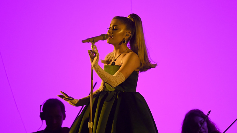 Ariana Grande performing at the 2020 Grammy Awards