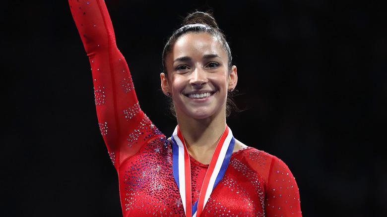 Aly Raisman red leotard