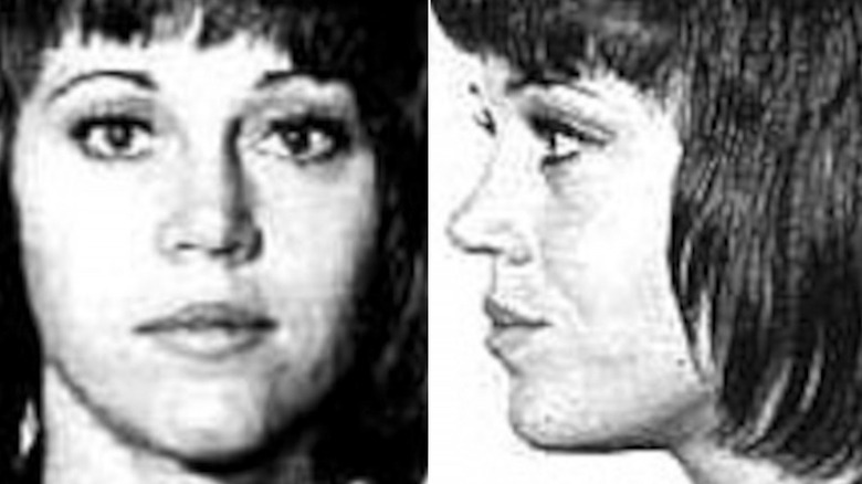 Jane Fonda black and white mugshot