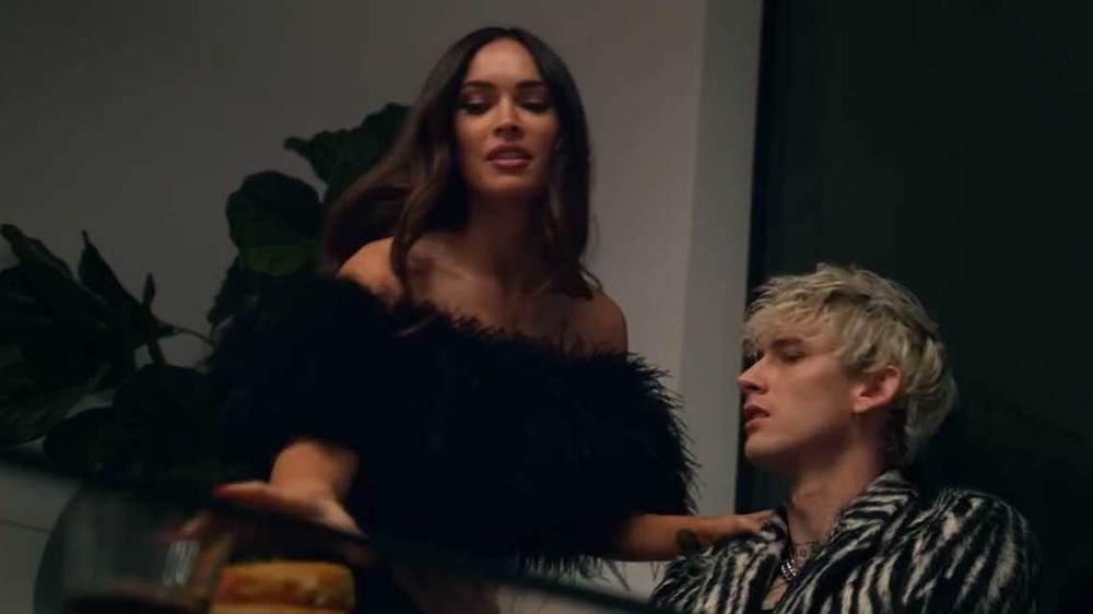 Megan Fox and Machine Gun Kelly in his music video for "Bloody Valentine"