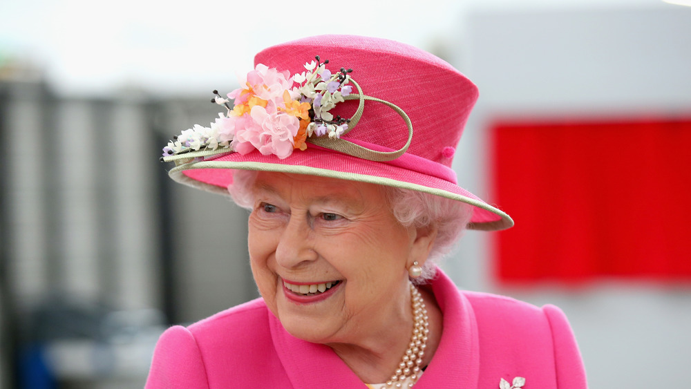 Queen Elizabeth in a pink suit