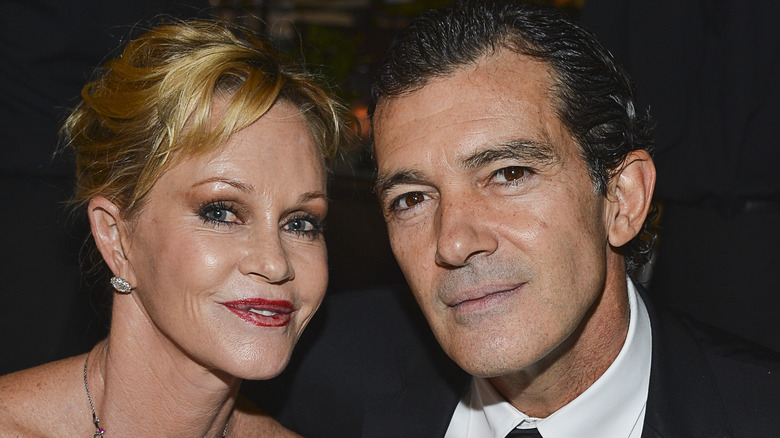 Melanie Griffith and Antonio Banderas smiling