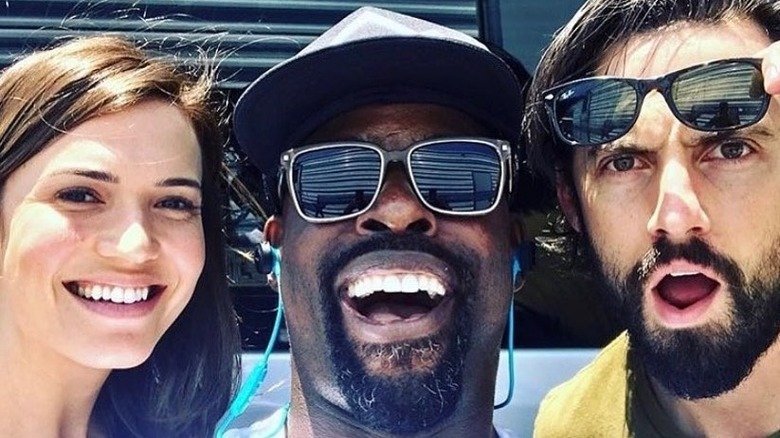 Mandy Moore, Sterling K. Brown and Milo Ventimiglia taking a selfie