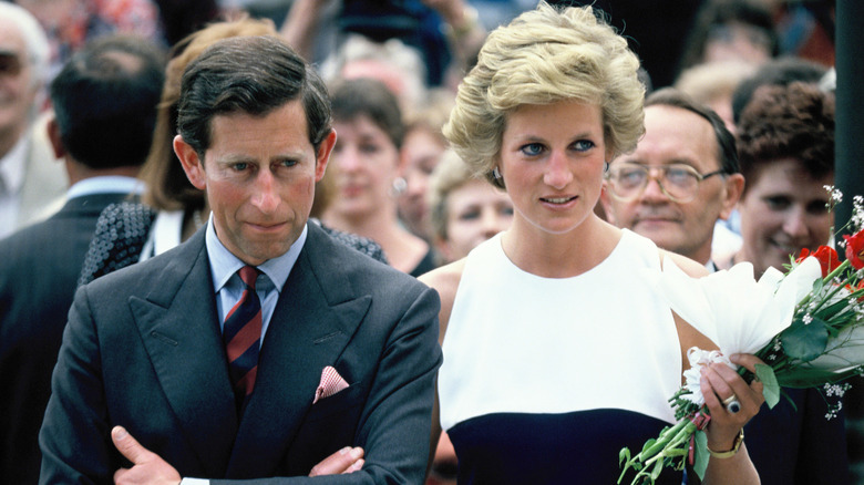 Prince Charles and Princess Diana, Prince and Princess of Wales, during their official visit to Hungary in 1990 