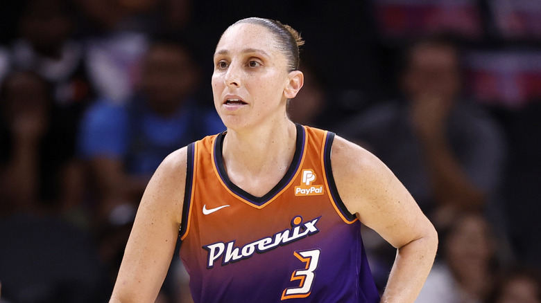 Diana Taurasi dribbles during a game