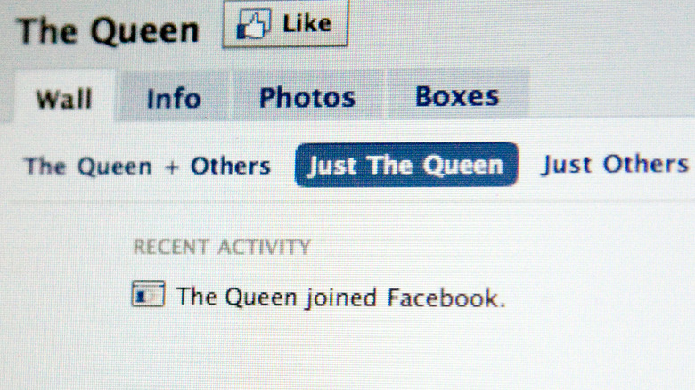 A screenshot of the queen's facebook page