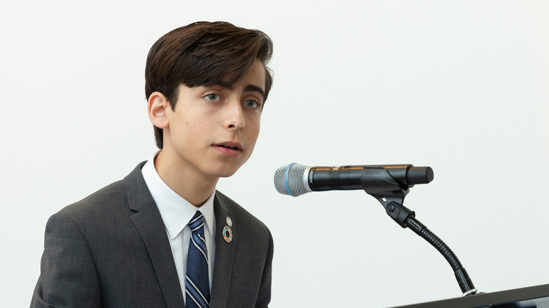 Aidan Gallagher speak UN