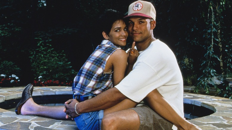 Halle Berry and David Justice, embracing