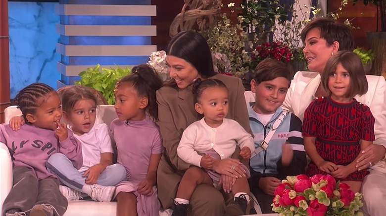Kris Jenner with Kourtney Kardashian and six grandkids: Saint, Reign, North, Chicago, Mason, Penelope (on Ellen)