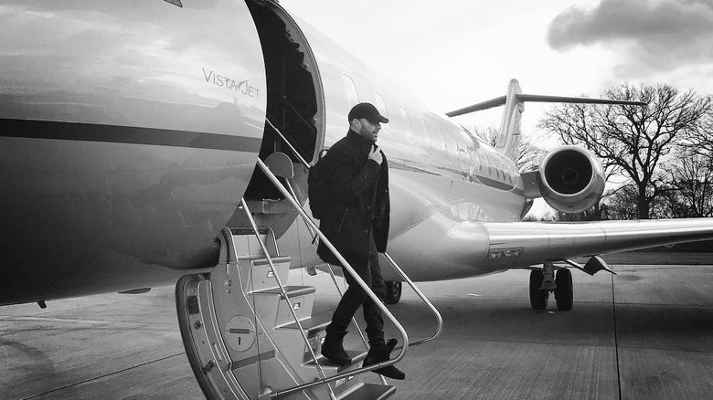 Ricky Martin getting off his private jet