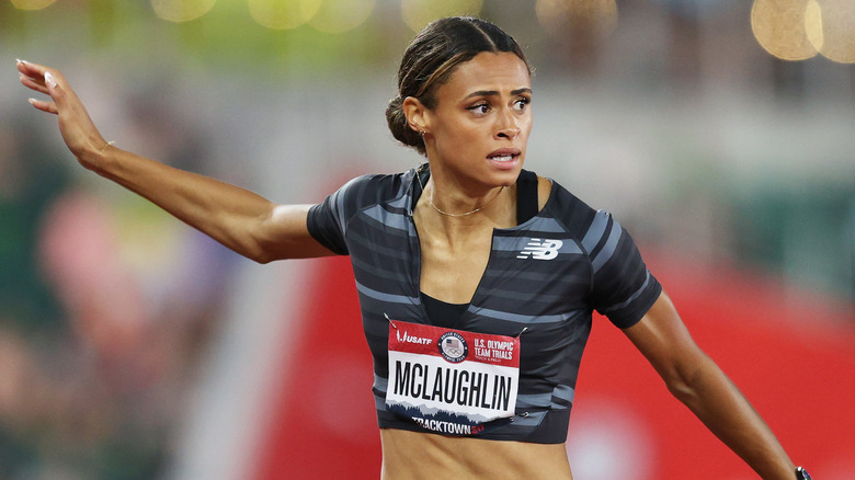 Sydney McLaughlin racing at event