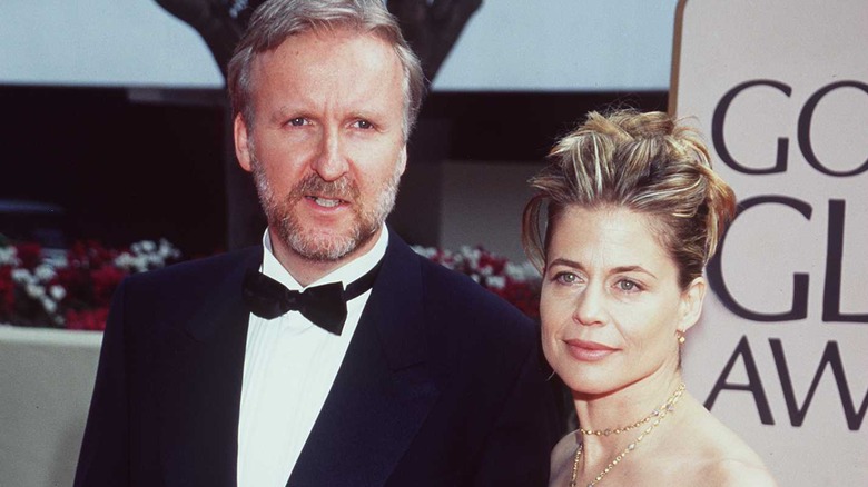 James Cameron and Linda Hamilton at Golden Globe awards