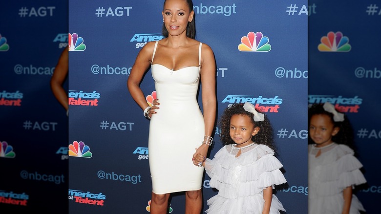 Mel B white dress daughter Angel Brown