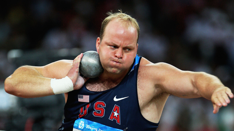 Adam Nelson during shotput throw