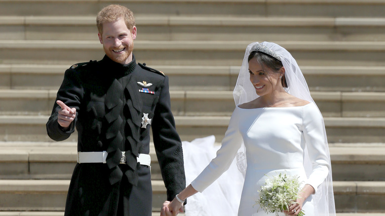 Prince Harry and Meghan Markle on their wedding day