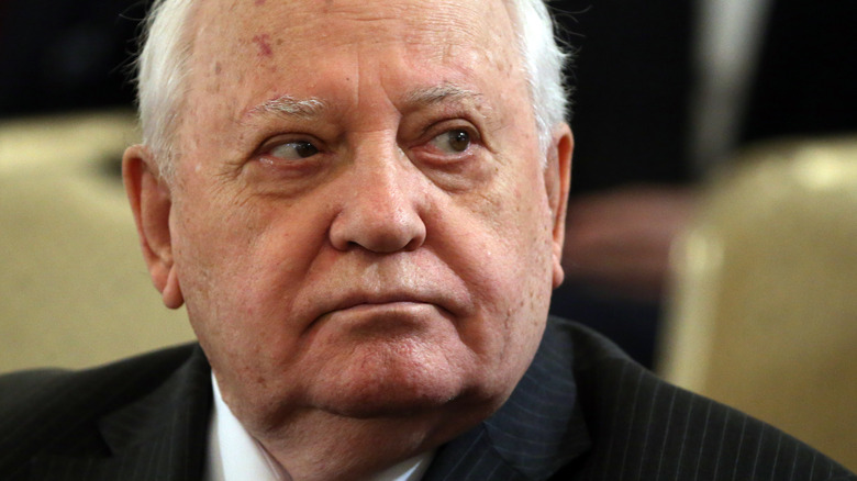 Mikhail Gorbachev looking away from camera