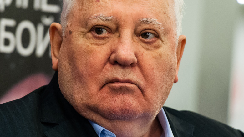 Mikhail Gorbachev looking at camera