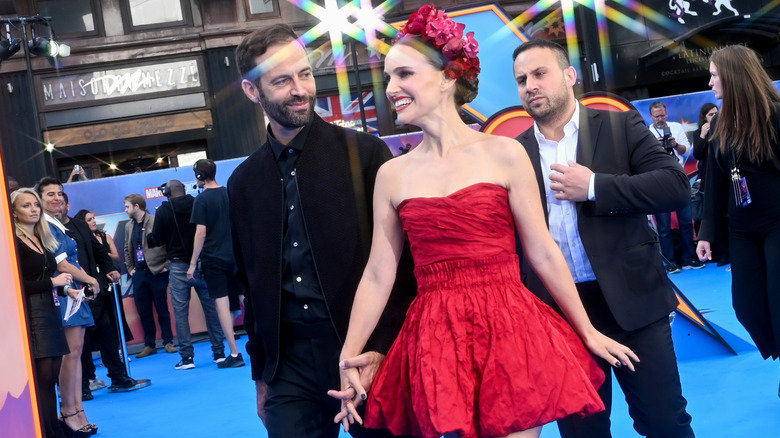 Benjamin Millepied smiling at Natalie Portman