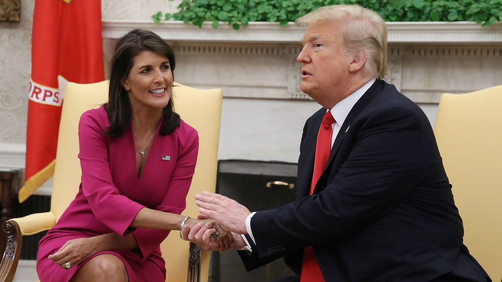 Nikki Haley and Donald Trump meeting in the Oval Office