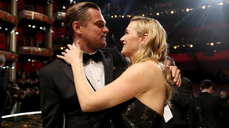 Leonardo DiCaprio and Kate Winslet embracing