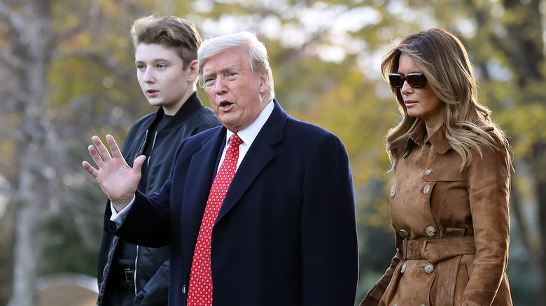 Barron, Donald and Melania Trump in 2019