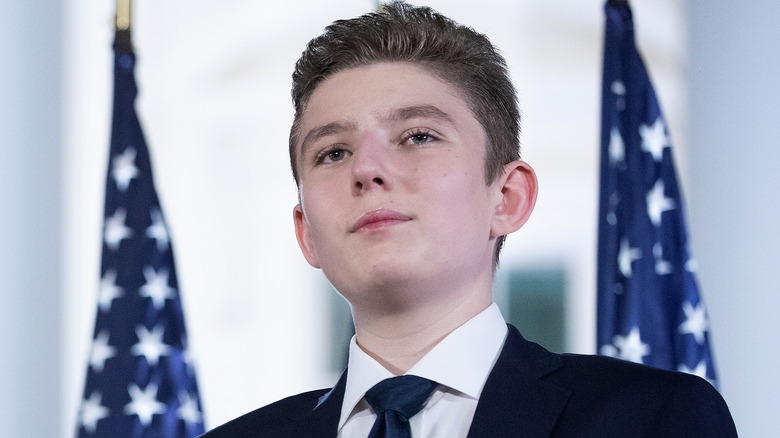 Barron Trump looks thoughtful 