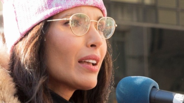 Padma Lakshmi delivering a speech