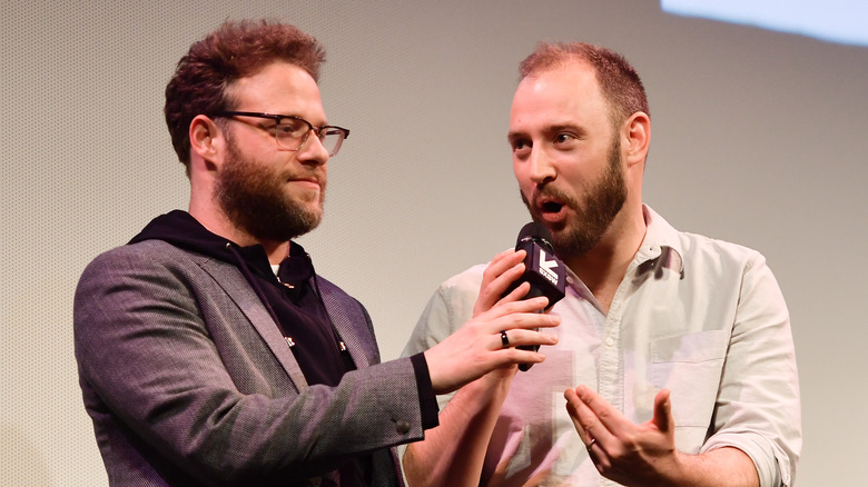 Seth Rogen and Evan Goldberg attend the Good Boys premiere in 2019