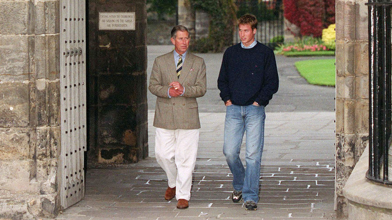 Prince Charles  Prince William strolling St. Andrews University