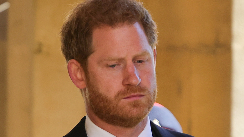 Prince Harry looking down