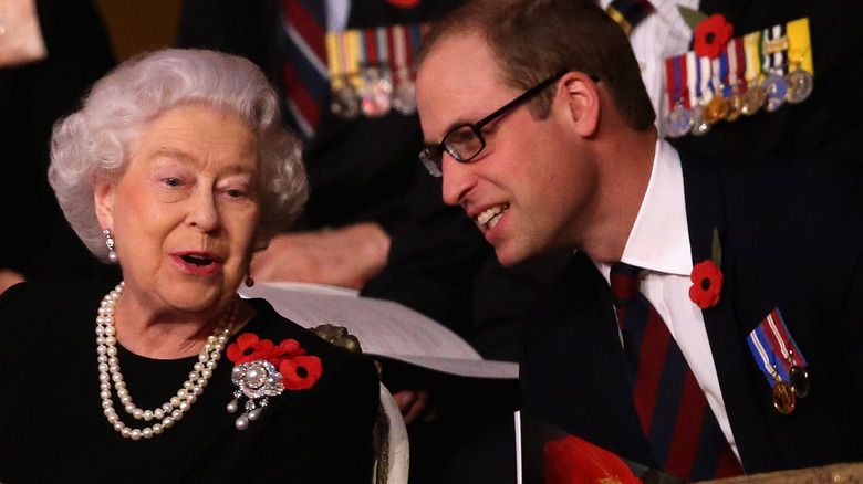 Queen Elizabeth and Prince William chatting