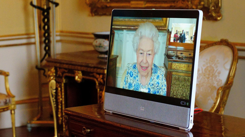 Queen Elizabeth during a virtual meeting