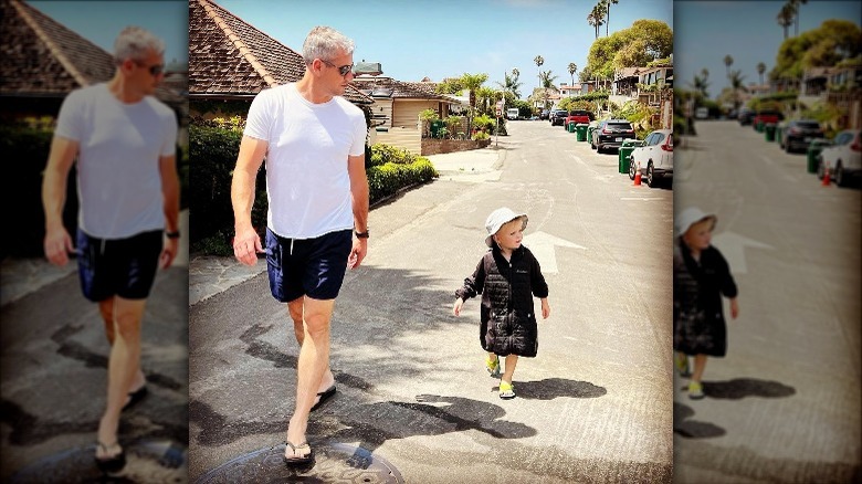 Ant Anstead walks with Hudson in Renee Zellweger's jacket