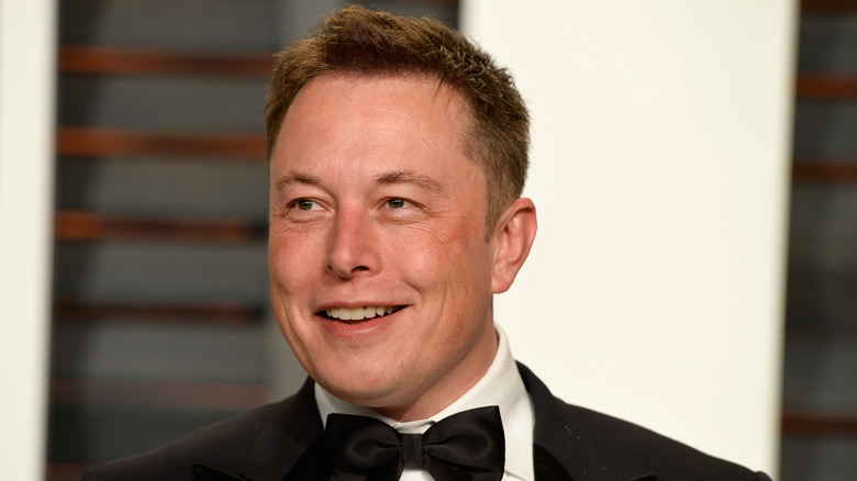 Elon Musk wearing a tuxedo