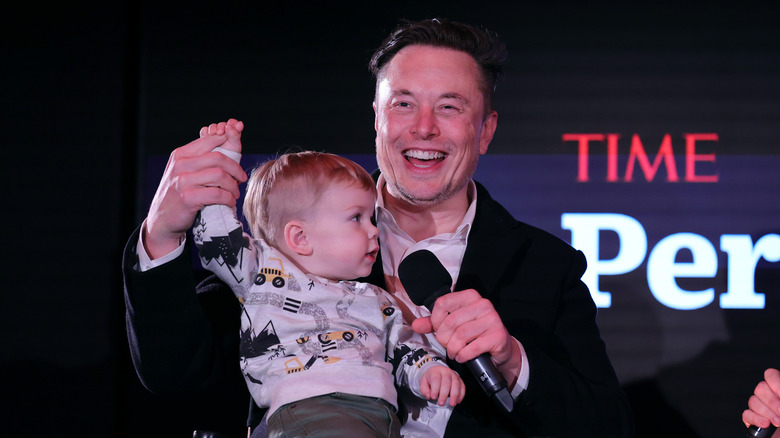 Elon Musk with his son X Æ A-12