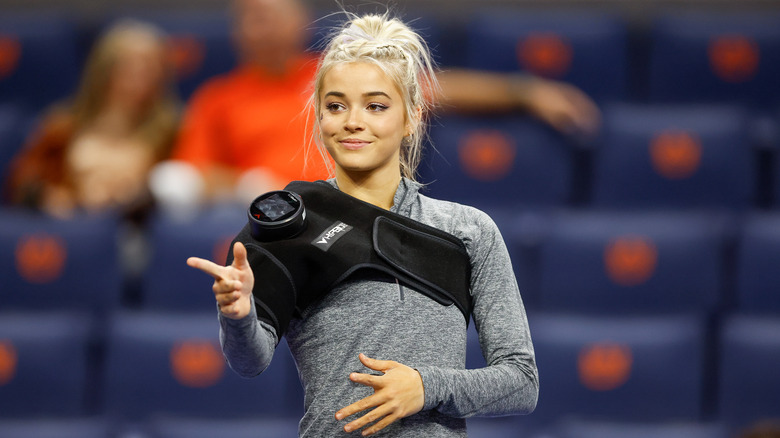 Olivia Dunne competing in gymnastics