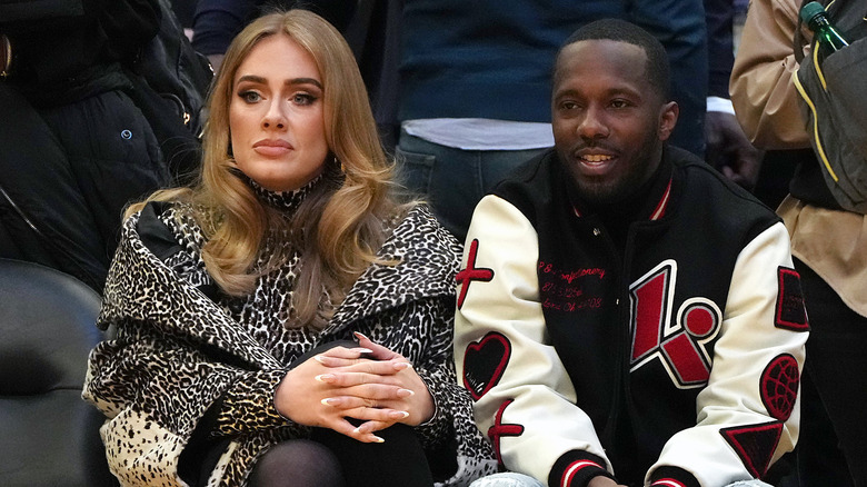 Adele and Rich Paul at an NBA game