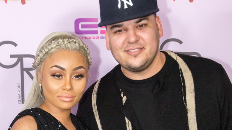 Rob Kardashian and Blac Chyna at the release of Chymoji 