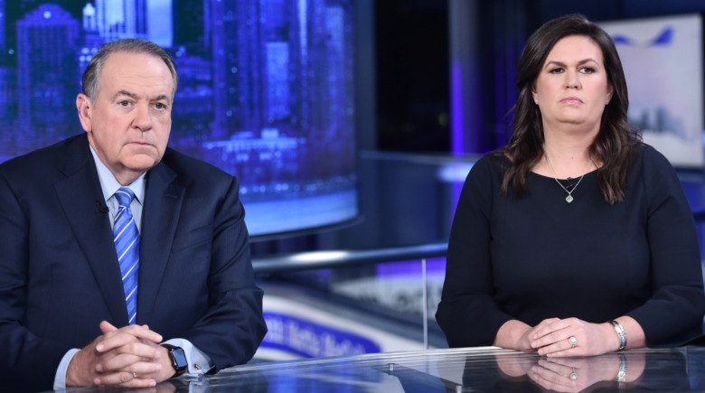 Sarah Huckabee Sanders and her father Mike Huckabee on-air