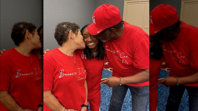 Simone Biles with her parents