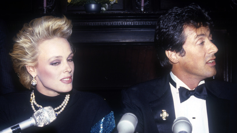 Brigitte Nielsen and Sylvester Stallone at an event 