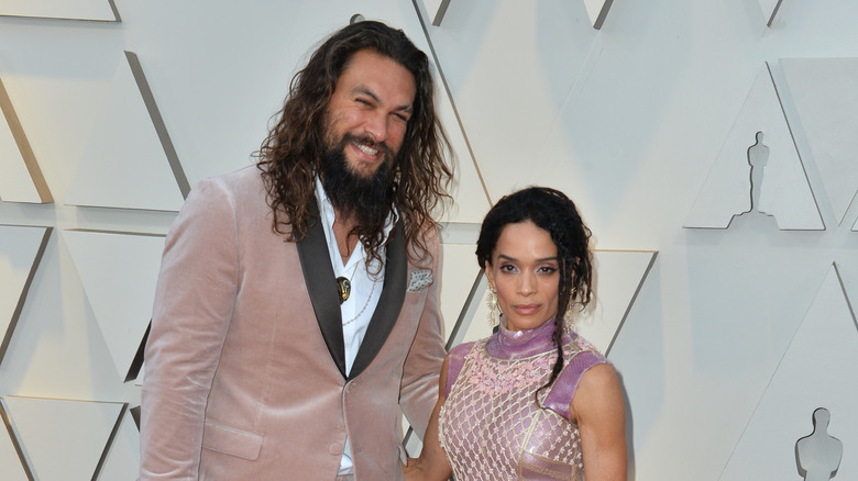 Jason Momoa and Lisa Bonet smiling