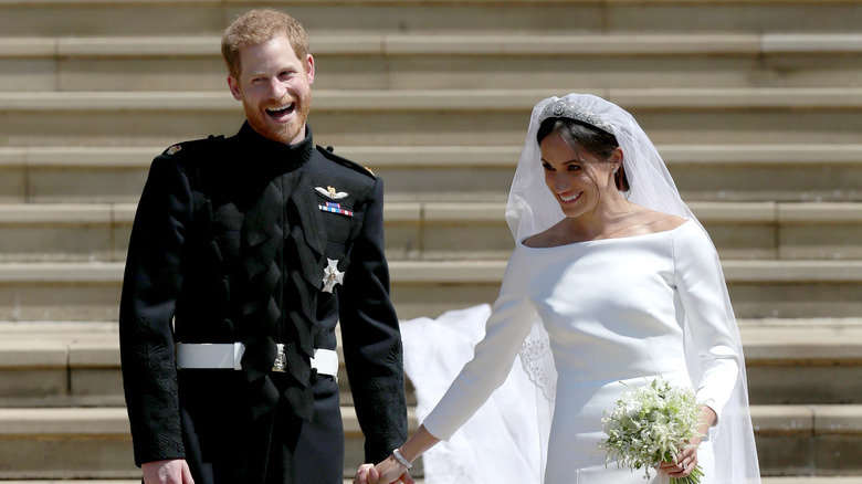 Prince Harry and Meghan Markle on their wedding day