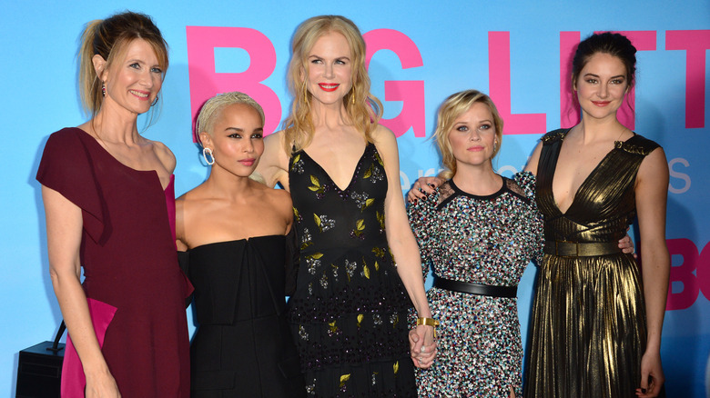 Laura Dern, Zoe Kravtiz, Nicole Kidman, Reese Witherspoon, and Shailene Woodley posing