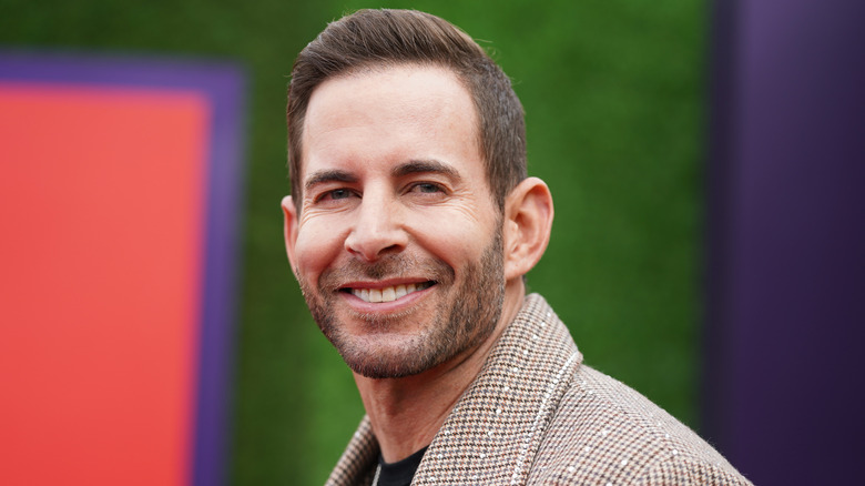 Tarek El Moussa in patterned jacket