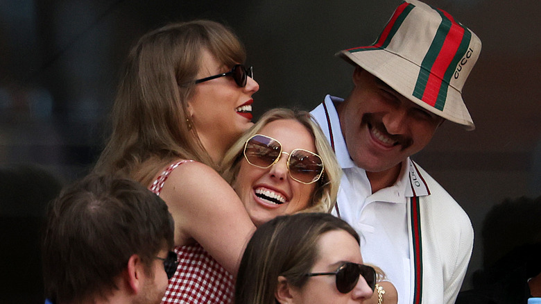 Taylor Swift hugging Brittany Mahomes