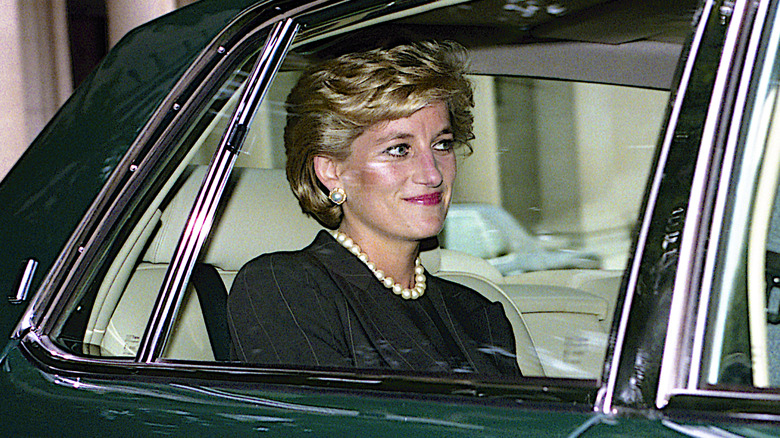 Princess Diana in a car