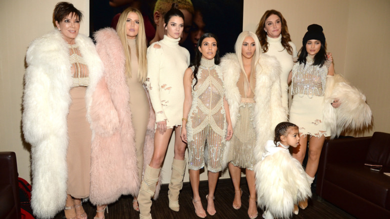 Khloe Kardashian, Kris Jenner, Kendall Jenner, Kourtney Kardashian, Kim Kardashian West, North West, Caitlyn Jenner and Kylie Jenner attend Kanye West Yeezy Season 3