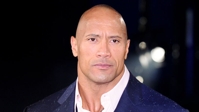 Dwayne Johnson with a serious expression